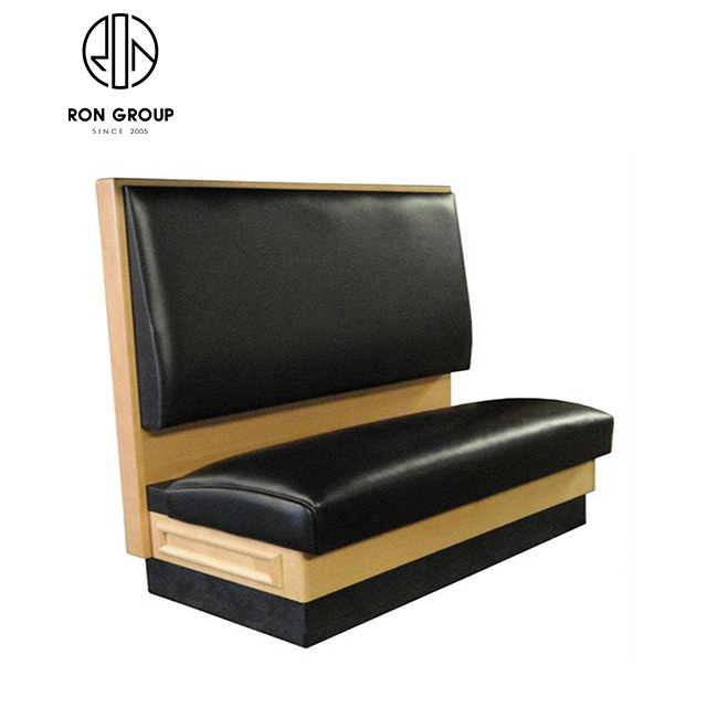 Wholesale OEM Commercial Restaurant Coffee Shop Furniture Wooden Frame Black Color Leather PU Cushion Bench Sofa Booth Seating