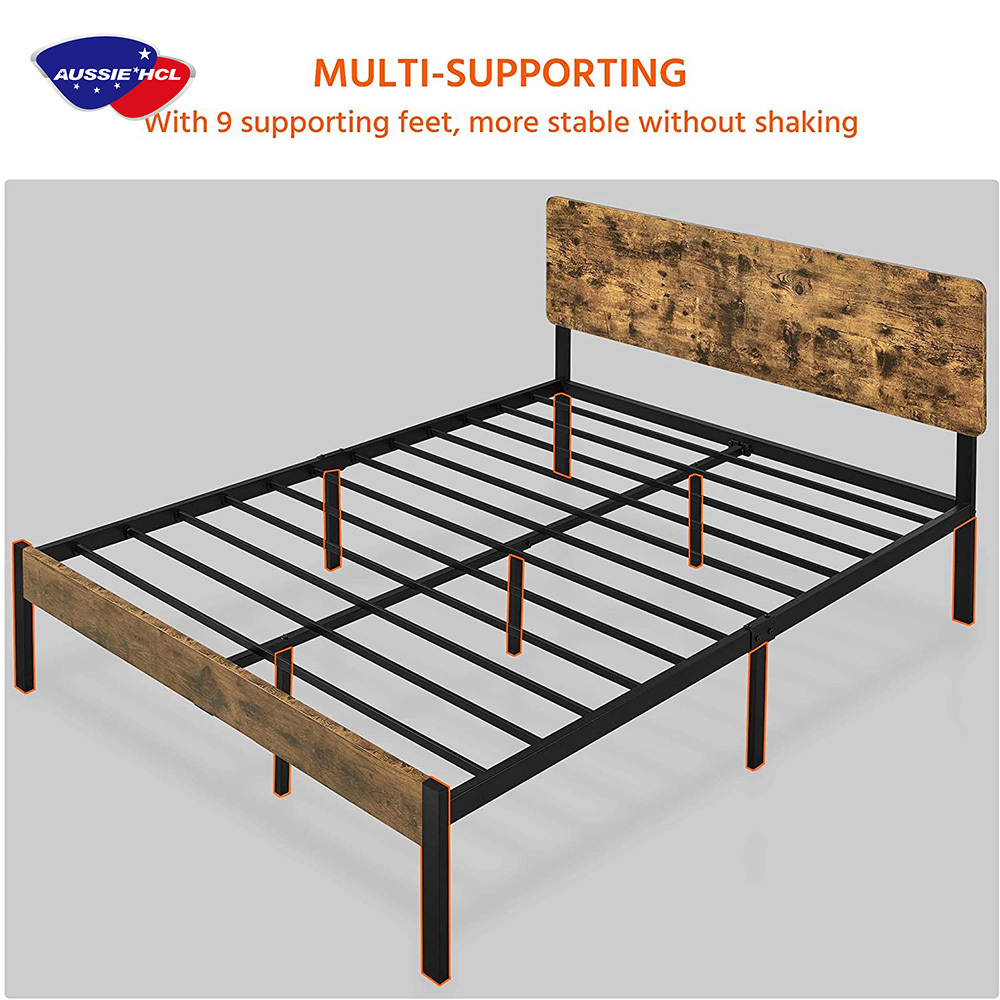 Hotel Home Strong Metal Platform Base Easy Assembly Quality Queen Size Bed Frame With Wooden Headboard Bed with mattress