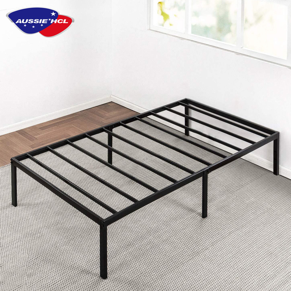 Wholesale Heavy Duty Steel Slat Mattress Foundation Hotel Home Metal Platform Base Easy Assembly Queen Size Bed Frame Beds