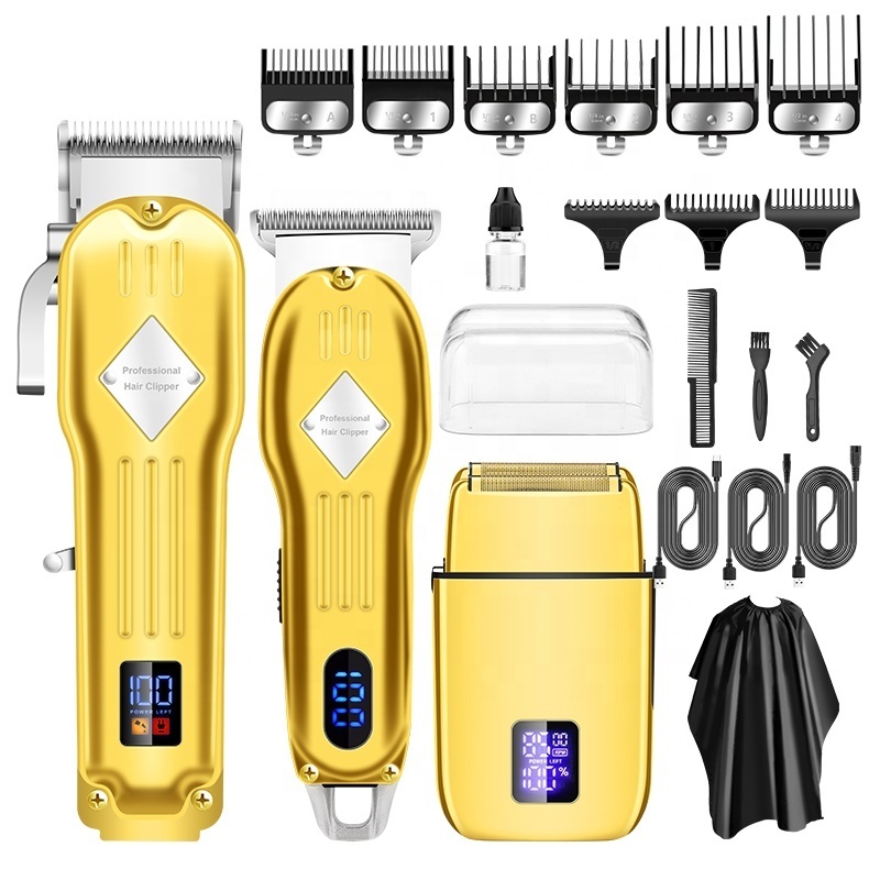 RESUXI 973 Hair Clippers Electric Shaver Hair Trimmer 3 Pieces Grooming Set NEW for Men Barber Shop 3 in 1 Usb Stainless Steel