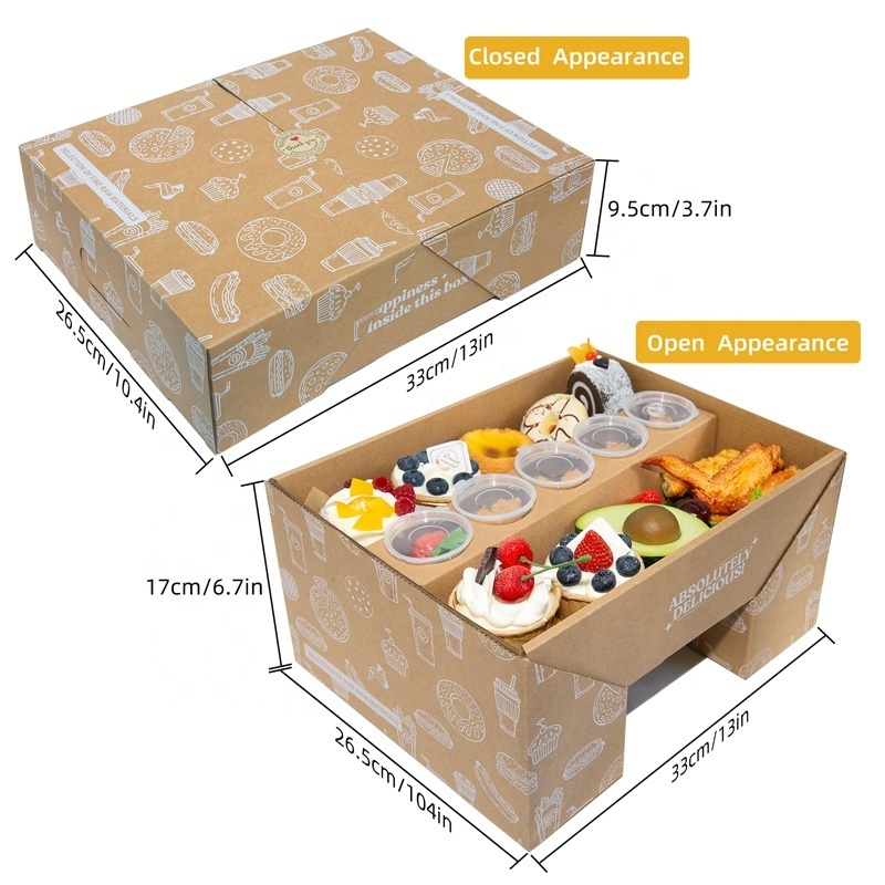 Holidaypac Wholesale Flip Table Party Chocolate Cookie Kraft Cardboard Trays Grazing Box Packaging