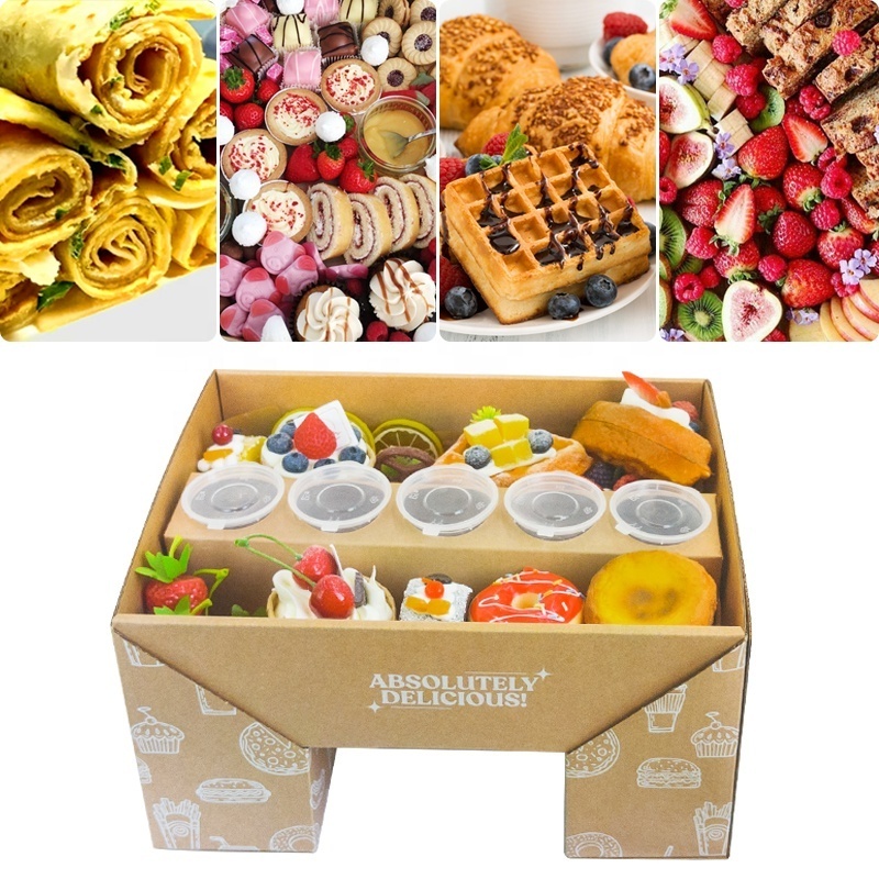 Holidaypac Wholesale paper color flip box party food burger chocolate picnic favorite grazing box catering packaging platter box