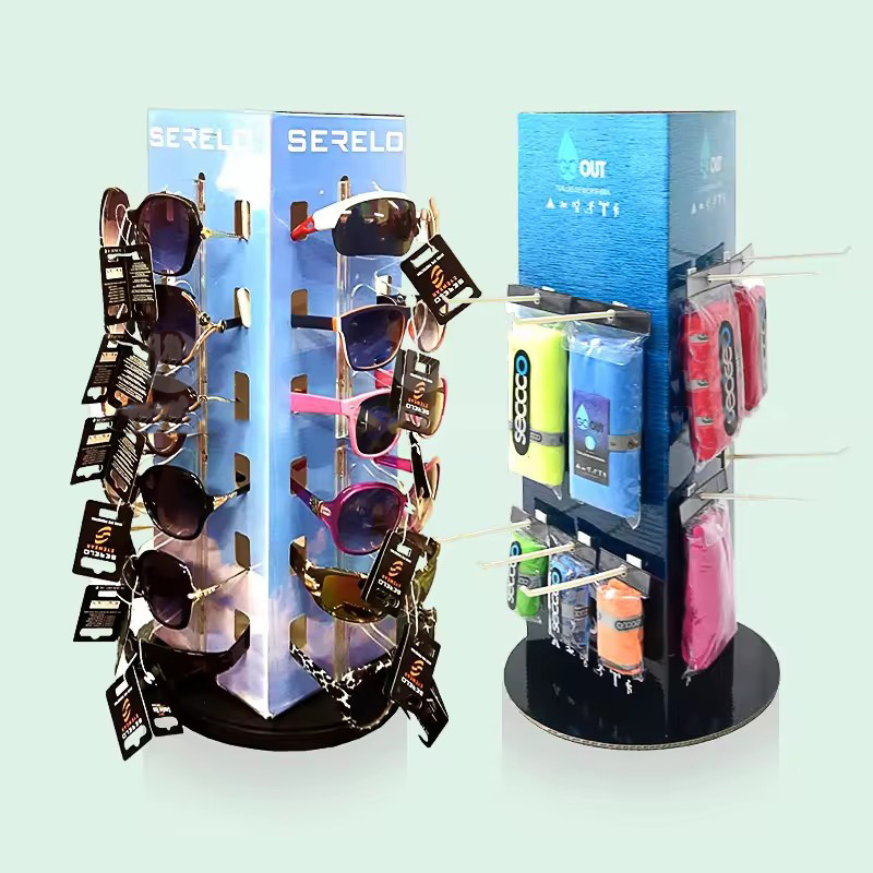 Holidaypac Cardboard Greeting Card Socks Hat Turntable Rotate Display Rack Floor Rotating Display Stands