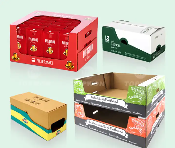 Holidaypac Tear Off Countertop Shelf Ready Display Tear Away Packaging Carton Small Corrugated Box Samples Sachet Display Box