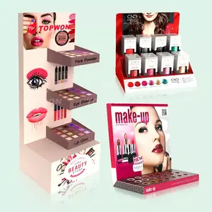 Custom Cardboard Makeup Cosmetics Eye shadow Floor Shelf Display Stand Racks