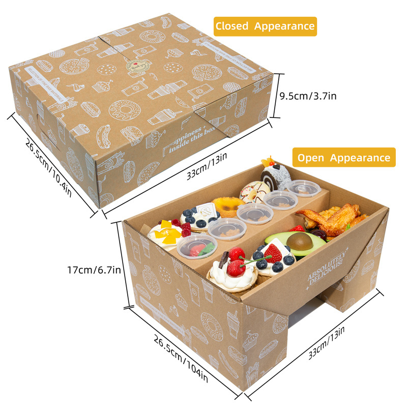 Holidaypac Wholesale paper color flip box party chocolate favorite grazing box catering packaging platter box