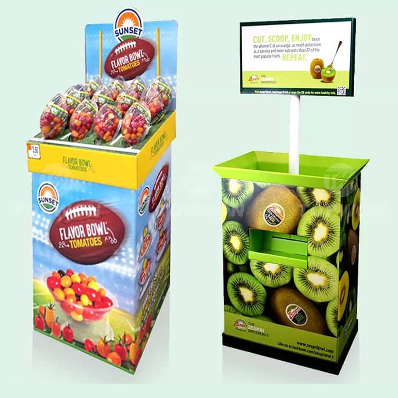 Supermarket Retail Store Corrugated Cardboard Vegetable Fruit Display Rack Shelves