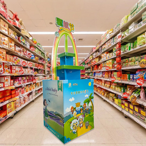 Supermarket Custom pop Corrugated point of sale Cardboard standee shipper Display round Cardboard Dump Bins