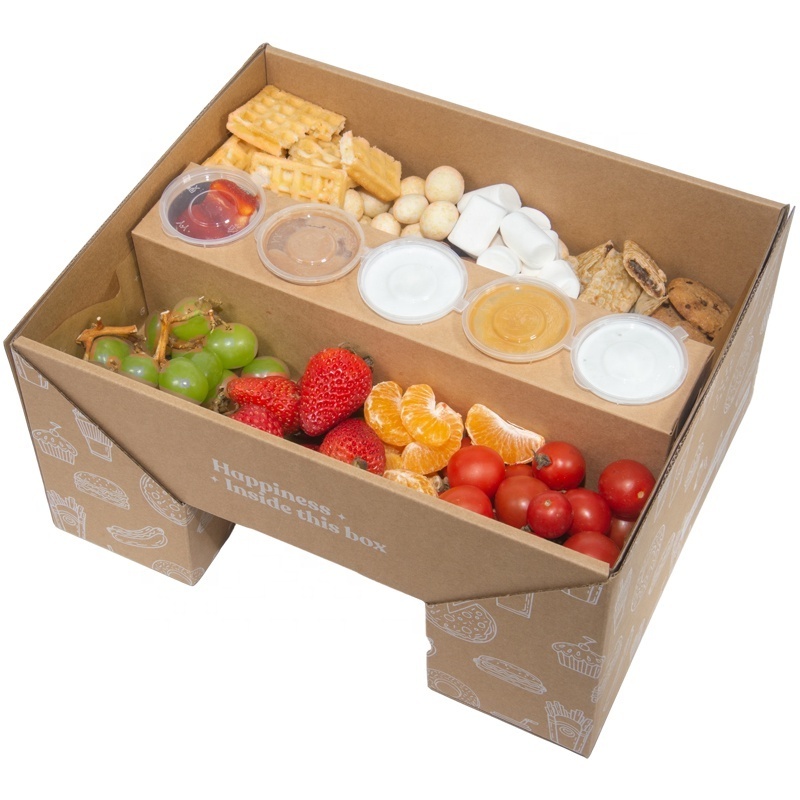 Holidaypac Wholesale paper color flip box party food burger chocolate picnic favorite grazing box catering packaging platter box