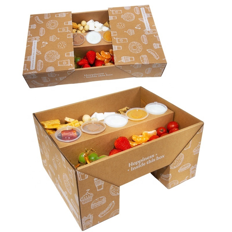 Holidaypac Wholesale paper color flip box party food burger chocolate picnic favorite grazing box catering packaging platter box