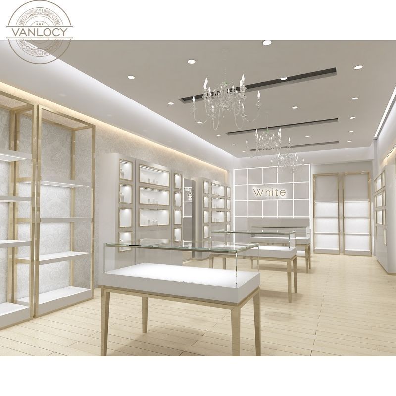 Modern Mall Retail Jewelry Shop Kiosk Interior design Ideas Custom Jewelry Shop Wooden display Counter Cabinet