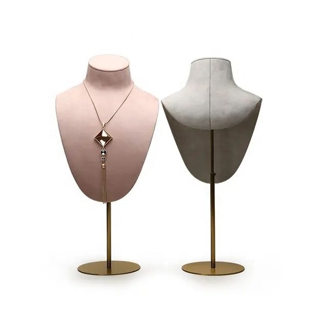 VANLOCY Factory Jewelry Display High End Metal Suede leather Necklace Bust jewelry display case jewelry display mannequin