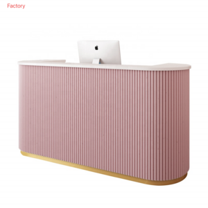 Pink Elegant Hotel Lobby Font Counter Customized Reception Desk Salon Beauty Spa Checkout Counter Office Front Desk