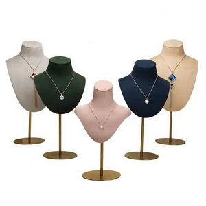 VANLOCY Factory Jewelry Display High End Metal Suede leather Necklace Bust jewelry display case jewelry display mannequin