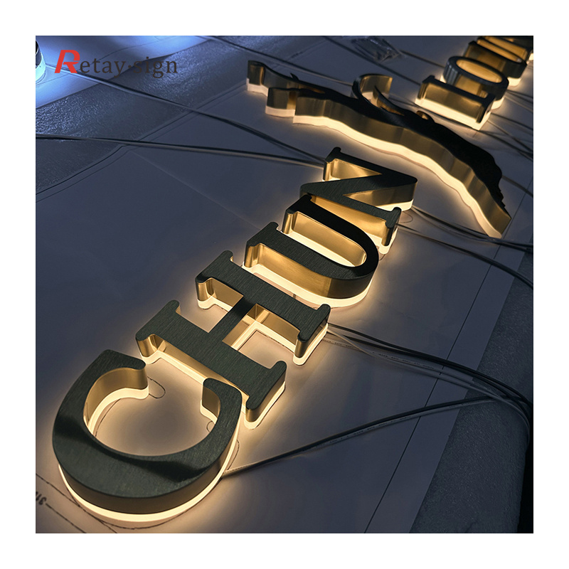 Premium Business Signs 3D Acrylic Logo Custom Metal Letters LED light up Barbershop Sign