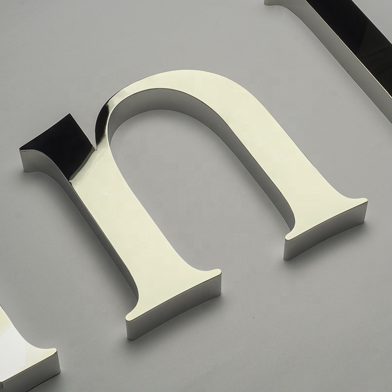 Custom Interior Decoration On Wall 3d mirror polished Metal stainless steel channel Letters signs