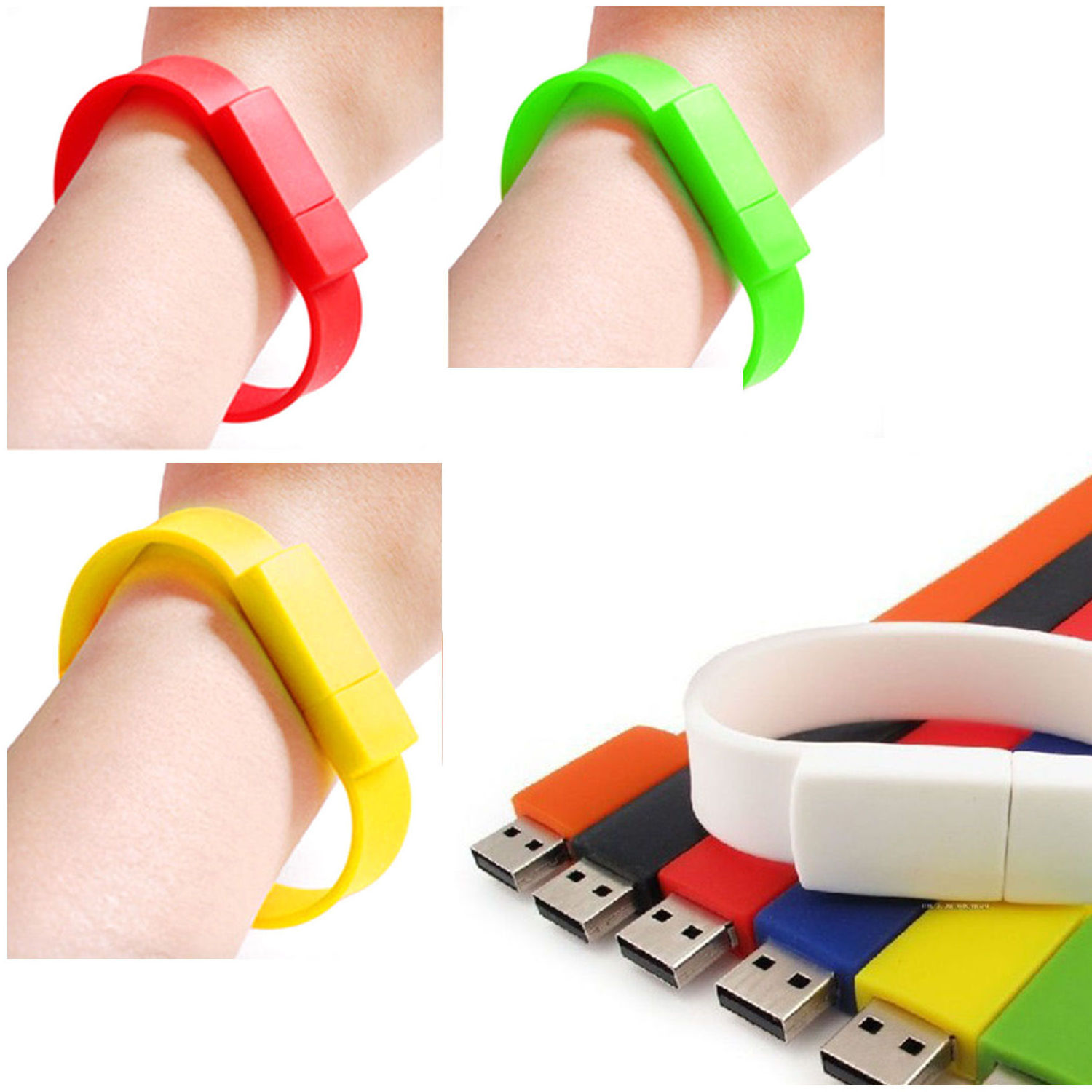 Promotion Custom Logo USB Bracelet Silicone Pendrive Wristband Flash Drive Bracelet USB Drive 8GB 16GB 32GB 64GB