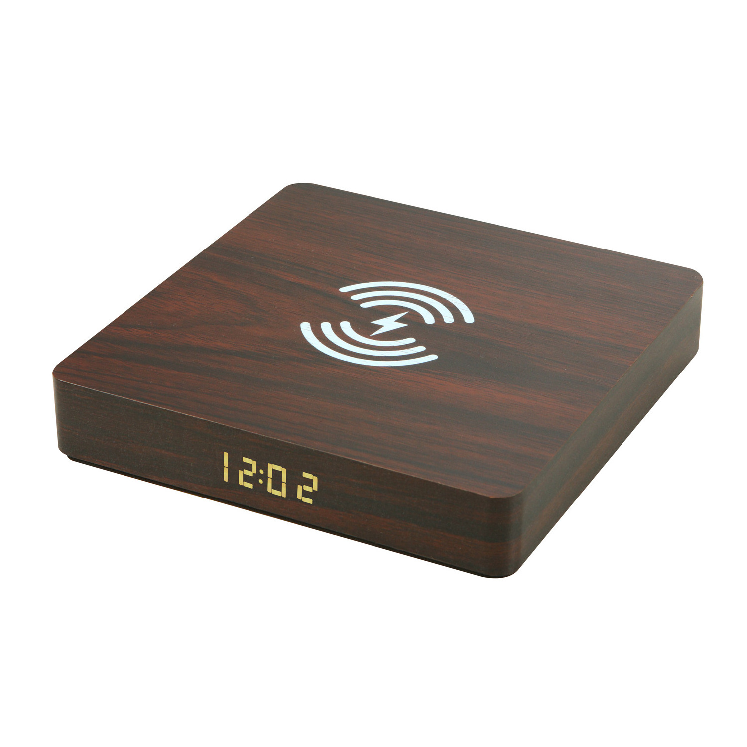 Fast Charging Bamboo Wooden Alarm Clock Clock Digital Universal Qi Wireless Charger With Clock For Cell Phone