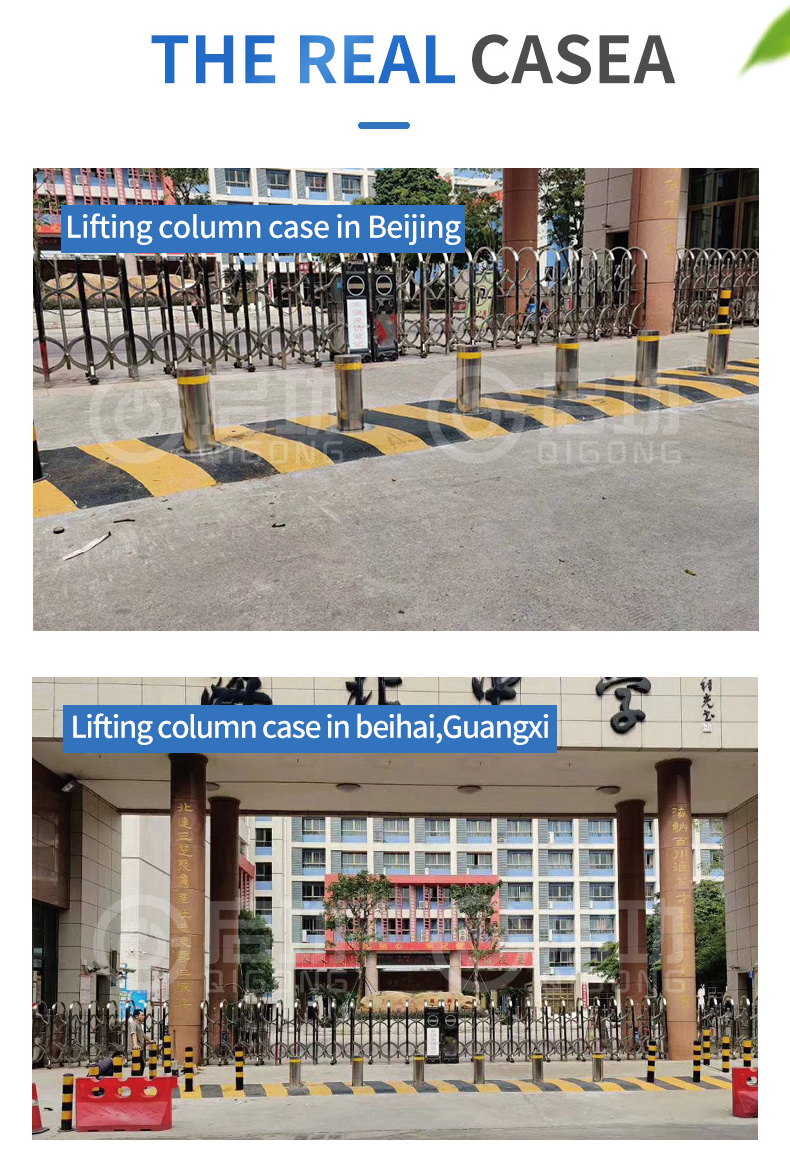 Stainless steel  LED hydraulic road rising bollard barrier lifting column blocker Automatic Rising Bollards