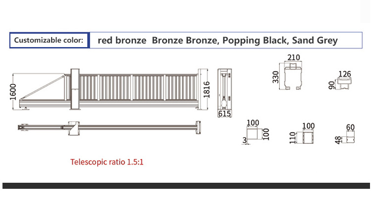 Aluminum automatic system sliding gate  driveway gate