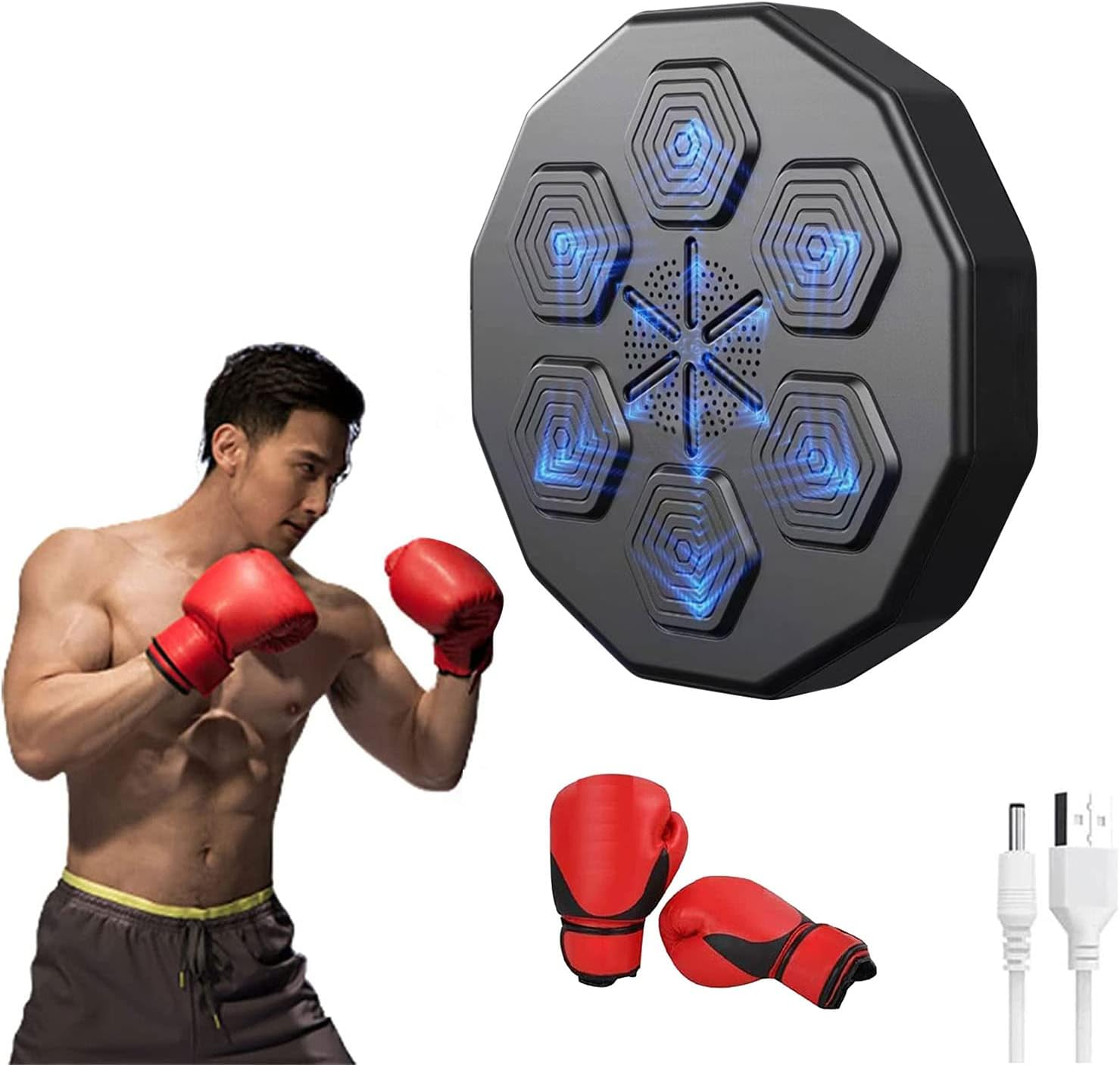 Music Electronic Boxing Wall Target music boxing Machine with 6 Lights and BT Sensor Training Equipment for Adults