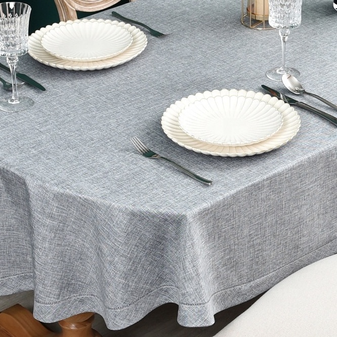 Simple Design Handmade Hemstitch Gray Dining Table Runner Dresser Scarf Rectangular Linen Table Runner