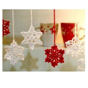 RT17027 100% Cotton and Hand crochet Christmas tree star snowflake decoration