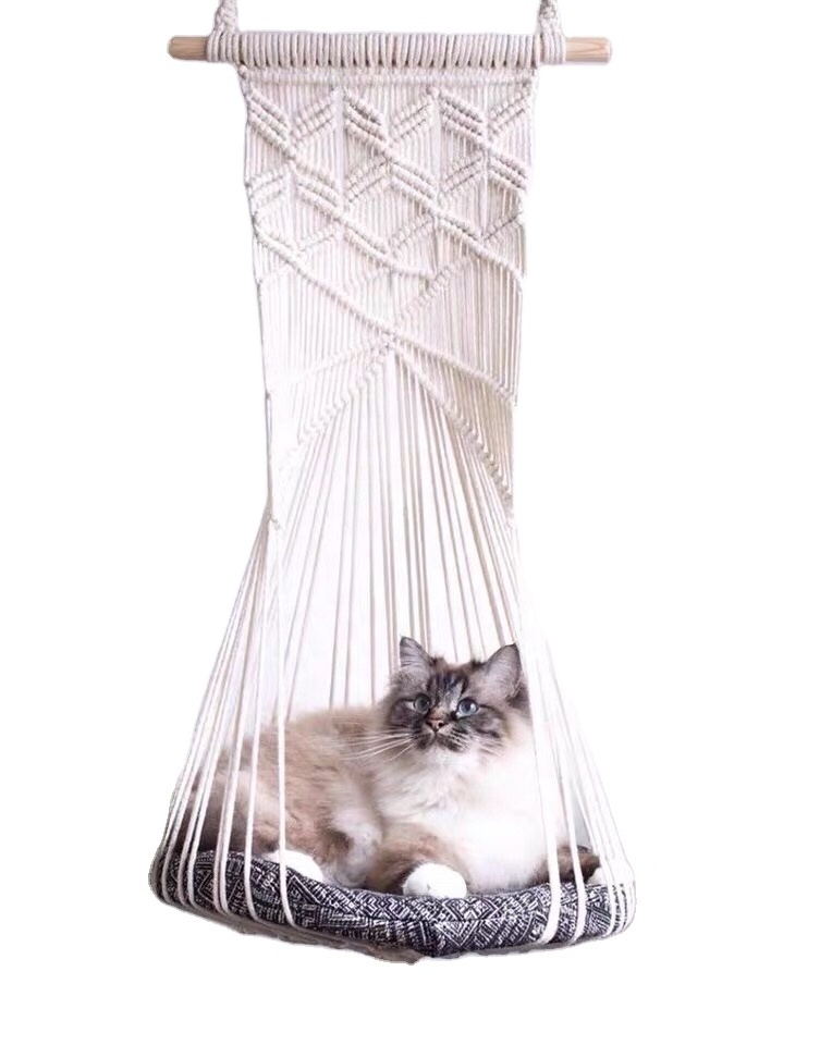 RT21014 Handwoven Cat Macrame Hanging Sleep Hammock Pet Swing Bed For Cat And Dog