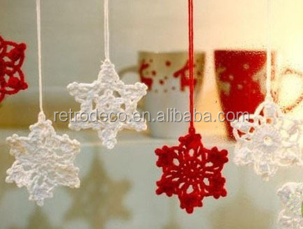 RT17027 100% Cotton and Hand crochet Christmas tree star snowflake decoration