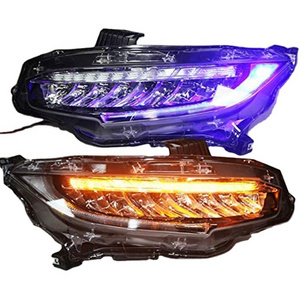 For HONDA Civic 10 Gernareation 2015-2018 LED Headlight Sequential DynamicTurning Signal  blue front small light