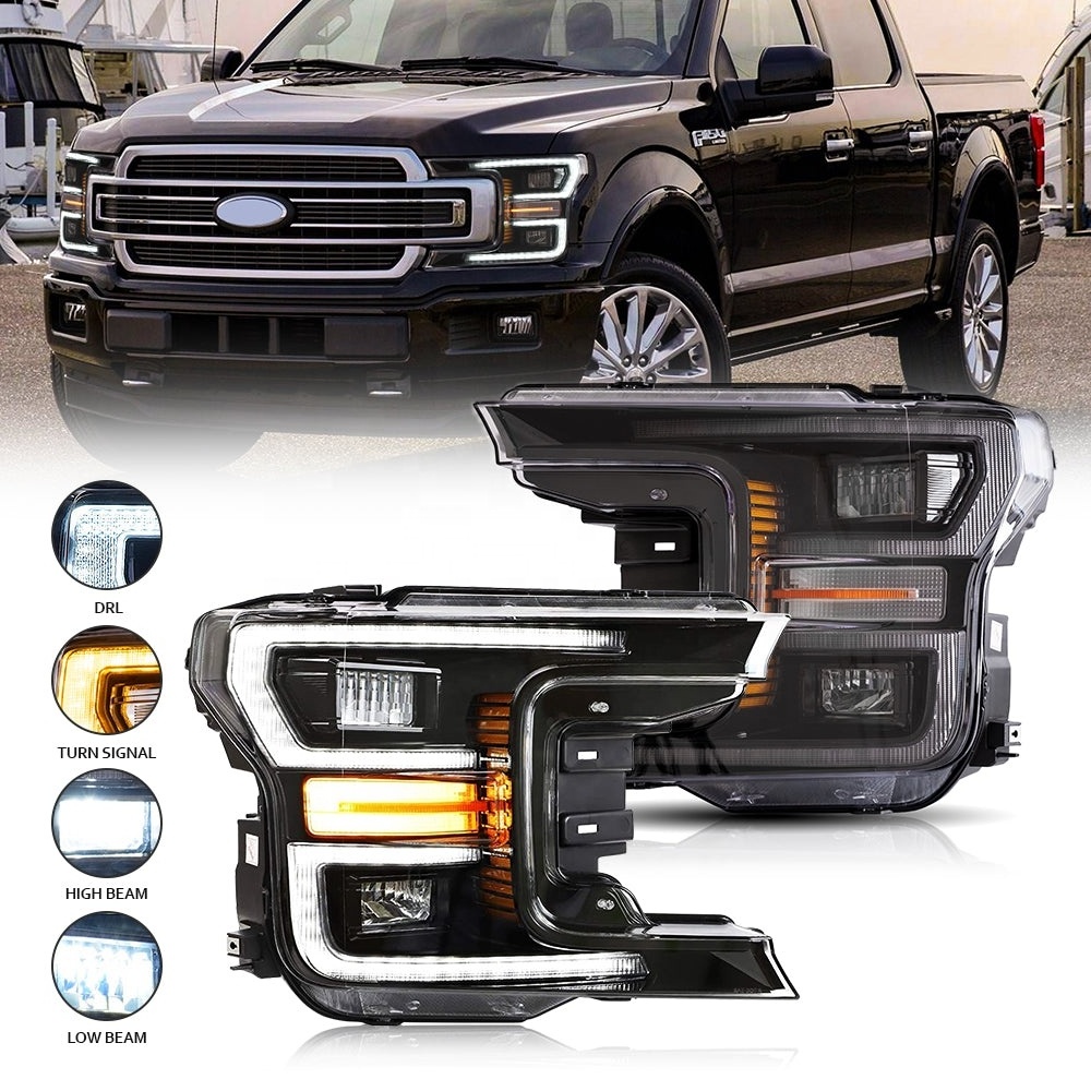 For Ford F150 Headlights Assembly Led Projector Headlight (Amber) 2018-2021