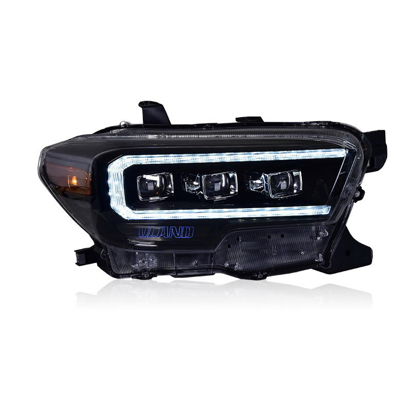 Full LED Headlamp With Three Projector For Toyota Tacoma Headlights 2015-2020 Year DRL Sequential Turning Signal  Left And Right