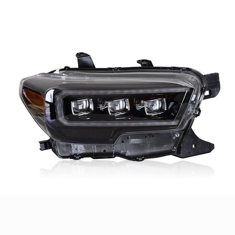 Full LED Headlamp With Three Projector For Toyota Tacoma Headlights 2015-2020 Year DRL Sequential Turning Signal  Left And Right