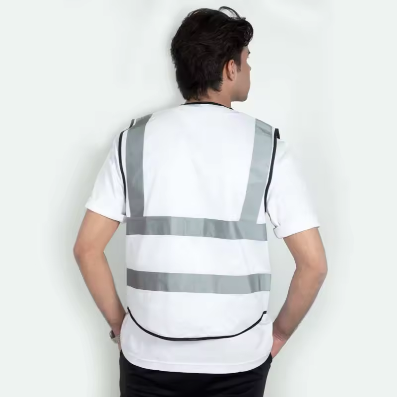 Working Vest for Outdoor Running Cycling Walking at Night Class 2 High Visibility Zipper Front Safety Vest