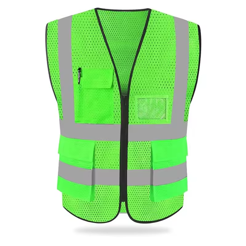 Construction Security Clothing Orange Solid Outdoor High Reflective Vest Traffic Workwear Hi Viz Safety Vest