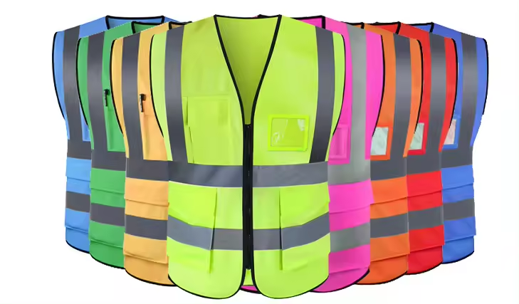 Construction Security Clothing Orange Solid Outdoor High Reflective Vest Traffic Workwear Hi Viz Safety Vest