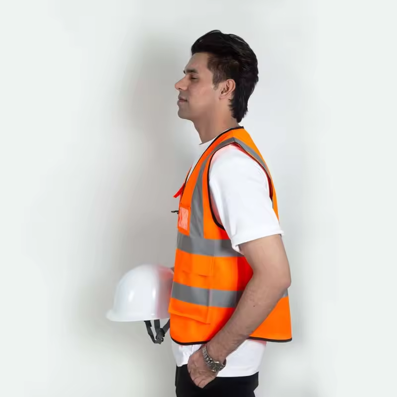 Working Vest for Outdoor Running Cycling Walking at Night Class 2 High Visibility Zipper Front Safety Vest