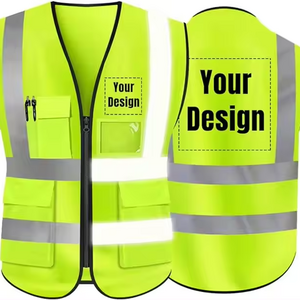 1 pcs Customize Logo Class 2 High Visibility Reflective Vest with 5 Pockets Construction Security Work Vest ANSI/ISEA Standards