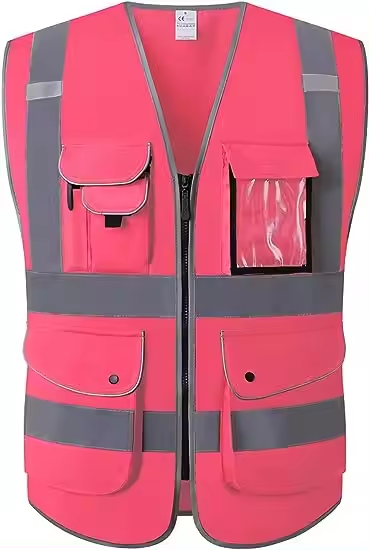 Hi Vis Reflective Safety Vest with Pockets and Zipper for Men and Women Meets ANSI/ISEA Standard