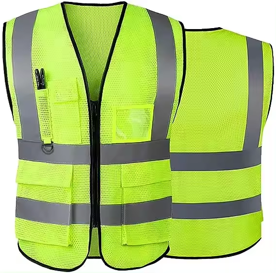 Hi Vis Reflective Safety Vest with Pockets and Zipper for Men and Women Meets ANSI/ISEA Standard