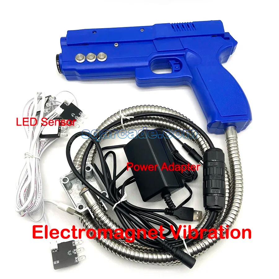 TC3USB Arcade Game Light Gun with 4 LED Sensor Motor/Electromagnet Vibration Time Crisis Shooting Accessory