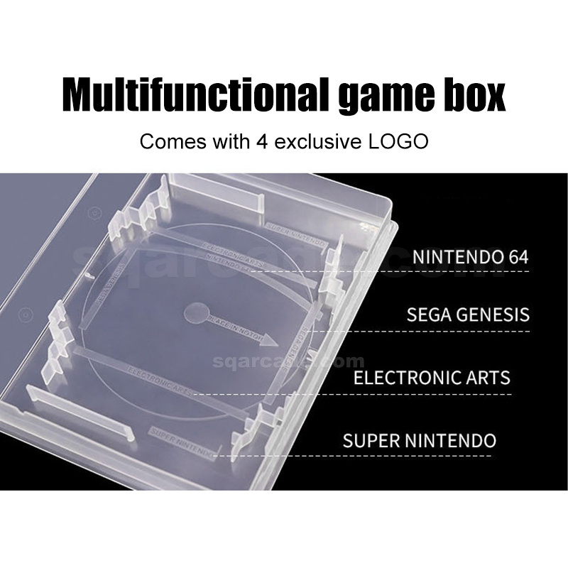 Plastic n64 SNES CD Case Replacement For Sga PS/2/3/4 xbox Game case Accessories Transparent Cube Universal Game Box