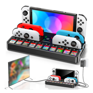 NS Switch TV Dock With Joycon Charger For Nintend Switch TV Adapter Charging Station 4 Port Holder 10 Game Slots Charger Stand