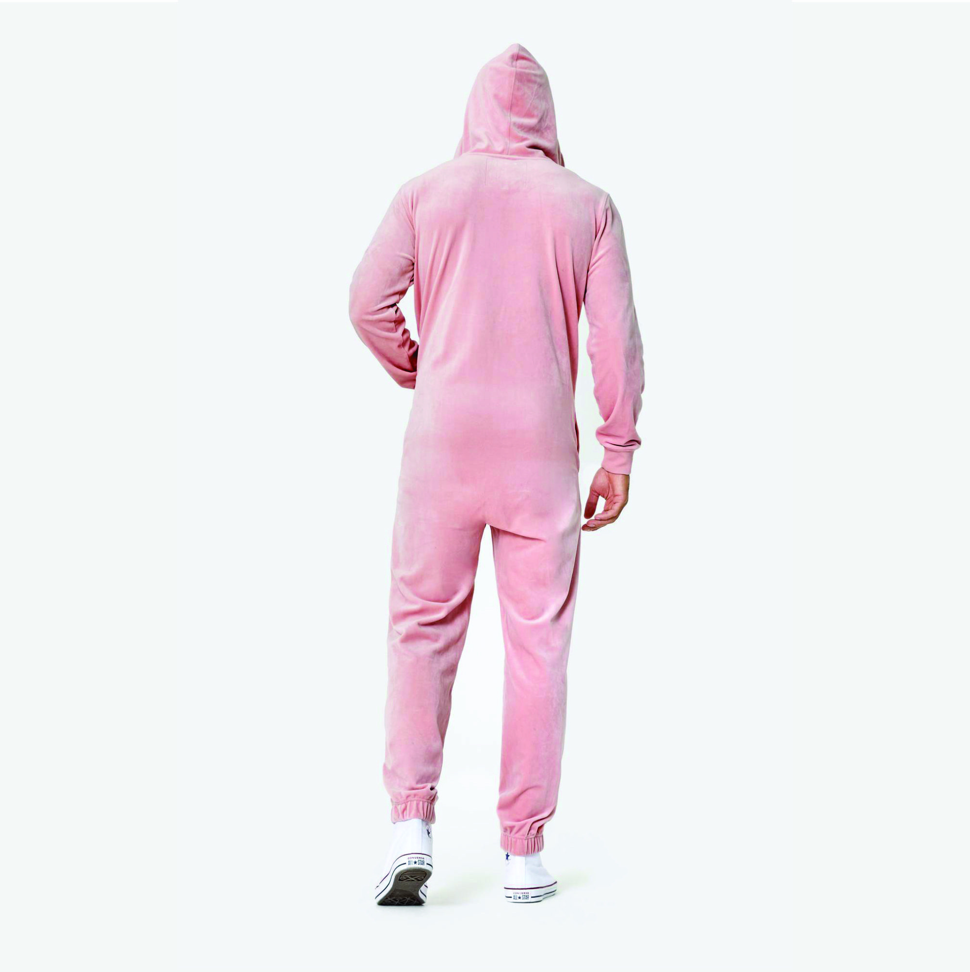 95% Polyester 5% Elastane Two Way YKK Quality Zipper Opening Unisex Soft Pink Original Velvet Jumpsuit