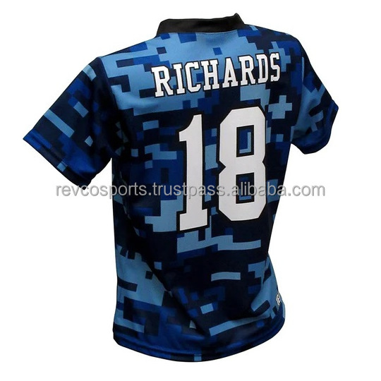 Custom Camouflage Blue Soccer Jersey for women Breathable Polyester Short Sleeve Soccer Jerseys lightweight V neck Soccer Jersey