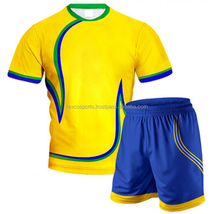 Yellow blue volleyball uniforms O neck Volleyball uniform boys short sleeve Breathable polyester Volleyball uniformas