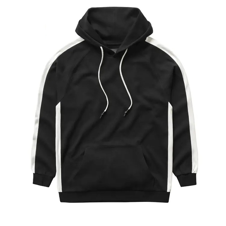 Custom Design Compression White Strips Men Hoodies Breathable Clothing Sweatshirts Fitness Hoodies for men Cotton Black Hoody