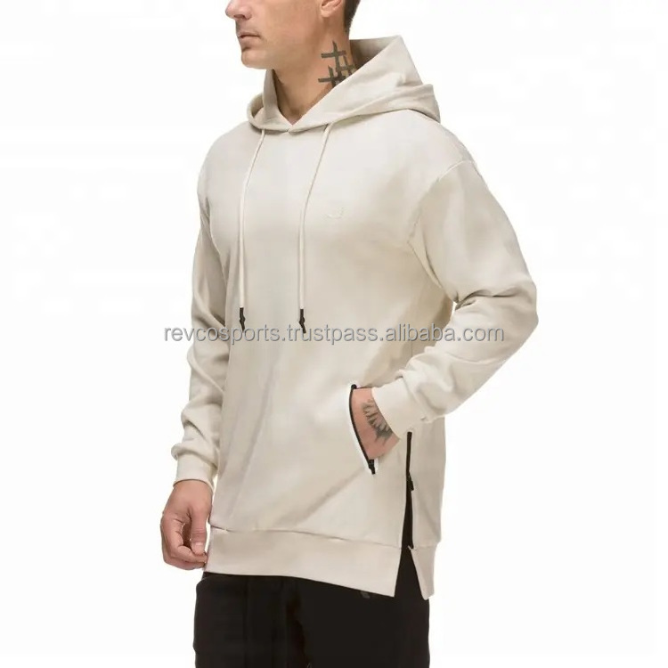 Fashion mens gym clothing fitness basketball sports hoodies Streetwear Long Sleeve Pullover Sweatshirt side zipped pocket hoodie