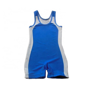 Youth blue and white wrestling singlet sublimated freestyle reversible wrestling singlets low cut funny youth wrestling singlets