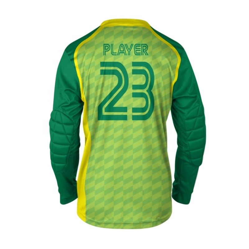 Team youth long Sleeve green color soccer goalkeeper Jersey high quality sports wear custom logo full sublimation soccer jersey